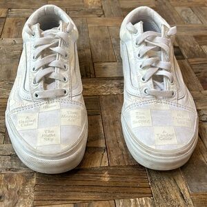 Vans Checkerboard Old Skool DIY White Skate Shoes Sneakers Womens 7.5